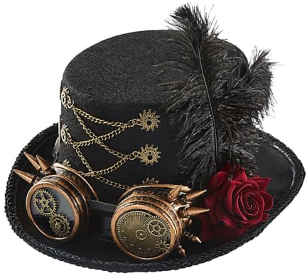 Steampunk Hattar Topphattsdräkt med Goggles-design | Filtkostymaccessoar för män, kvinnor och vuxna