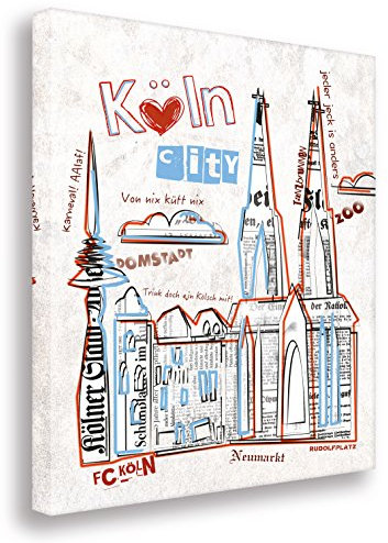 Köln Collage auf Leinwand/Kunstbilder- Kunst Druck auf Leinwand - vom Kölner Künstler/Wandbilder Art Gemälde Kunstdrucke (30x40cm)