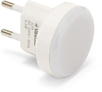 VELAMP Moon Punto Notte Notturna 1 bulbo Fluorescente, Luce soffusa, Ideale per la cameretta, Un corridoio. 0.3 W, Bianco