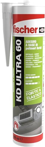 Fischer KD ULTRA 60 Bianco, Sigillante Adesivo Extra Forte MS Polimerico - Resistente agli Agenti Atmosferici, Colla Multimateriale, per Interni ed Esterni, Verniciabile e Levigabile - 290 ml