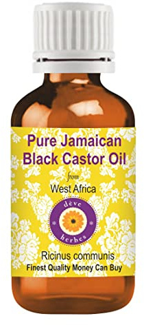 Deve Herbes Pure Jamaican Black Castor Oil (Ricinus communis) Non-Sticky | Non-Greasy | For Hair, Eyelashes, Brows, Skin & Massage 30ml