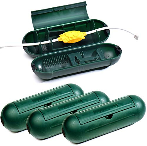 4 Pack Extension Cord Protective Cover Set (Green) | Indoor Outdoor Water-Resistant Holder for Holiday String Lights, Plugs and Wires | Capsule Shaped Protector with Large Compartment