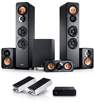 Teufel Ultima 40 Surround Wireless 5.1 Set - Heimkino-Set mit Kabellose Rear Speakers, Mächtiger Subwoofer, Höhe Sprachverständlichkeit, Bassreflex, 3-Wege-System - schwarz