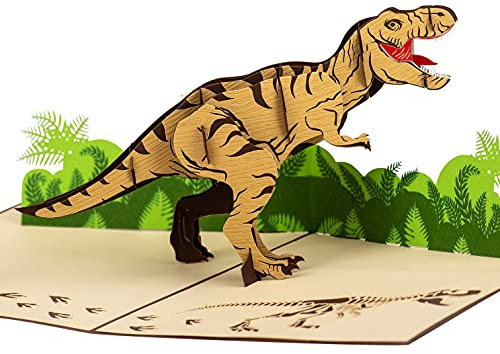 T-Rex Pop Up Card by DEVINE Popup Cards | 3D Birthday Dinosaur Card for Boys Grandson Kids
