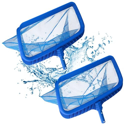 Amapool Poolkescher DeluxeI Pool Kescher Set 2 Stück I Bodenkescher mit feinmaschigen tiefen Netz I Tiefenkescher I extra Stabiler Kunststoffrahmen I Poolzubehör Kescher