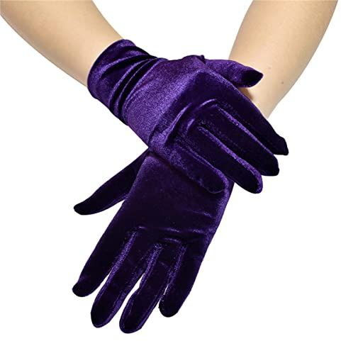SamHeng Short Opera Velvet Gloves Women Wrist Banquet Gloves for Evening Wedding Party Dancing Costume Fancy Dress Accessories