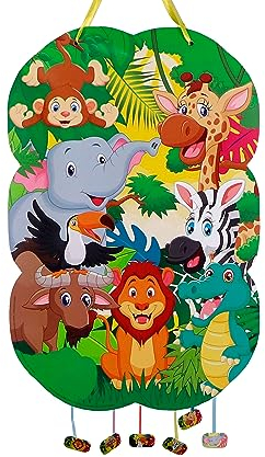 CHEERSET Pignatta Animali Animali della Giungla - Decorazione per Feste di Compleanno Bambini e Bambine - Grandi Pignatte da Riempire con Caramelle per Bambini e Bambine - 47x31cm