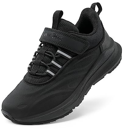 DREAM PAIRS Waterproof Boys Fashion Trainers,All Black,2 Big Kid