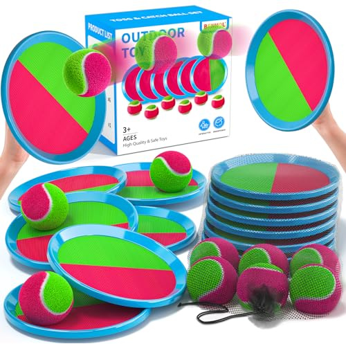 Bennol Toss and Catch Ball Game Outdoor Toys for Kids Ages 3+, Ball Catch Games with 6 Paddles 6 Sticky Balls, Yard Games Beach Toys for Kids Adults…