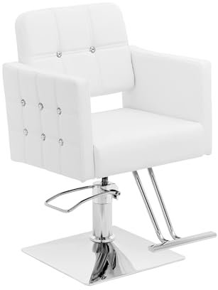 Physa - Sedia da barbiere con poggiapiedi, altezza seduta 45-55 cm, portata 150 kg, colore bianco, regolabile in altezza, da parrucchiere