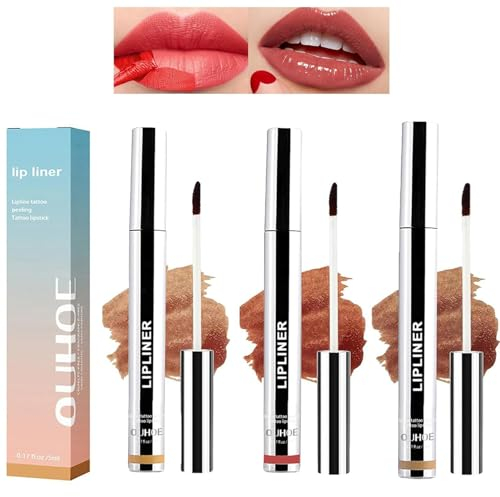 Mrettick 3PCS Lip Liner,Peel Off Lip Liner Tattoo, Peel Off Lip Stain, Long Lasting Lip Stain Peel Off, Infused with Hyaluronic Acid & Vitamin E, Makeup Gift for Women