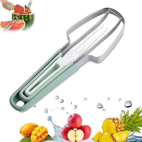 Homefantasy Coupe-pastèque 3 en 1 en acier inoxydable,Pour couper des fruits et des pastèques Portable pour Fête à la Maison Outil Couteau Fruits pour Gadget de Cuisine Moulin à Pastèque