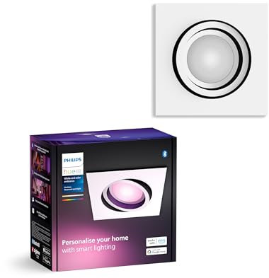 Philips Hue White & Color Ambiance Centura eckige Einbauspots 1-er Pack, dimmbare Deckenlampen für das Hue Lichtsystem mit 16 Mio. Farben, smarte Lichtsteuerung über Sprache und App, weiß