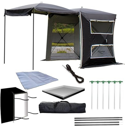 MIAOMI Car Awning, Car Canopy with Protection, Waterproof, Van or Camper, Freestanding Tent, Camping Bus Car Rear Tent, Freestanding Tent, Camping Bus Car Rear Tent(Black,Large)