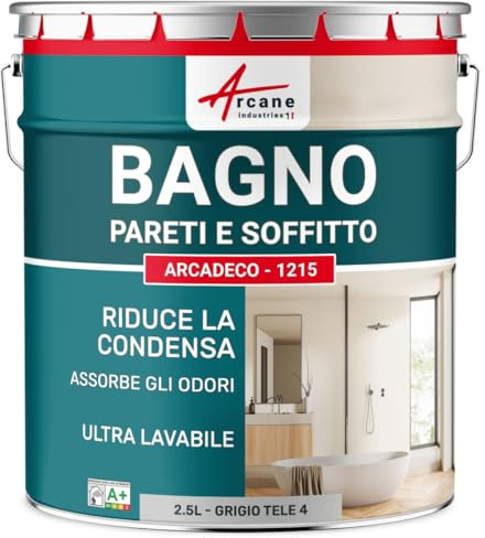 ARCANE INDUSTRIES Peinture salle de bain, mur et plafond | Peinture anti condensation et humidité | 29 couleurs disponibles - 2.5 L Telegris 4 - RAL 7047