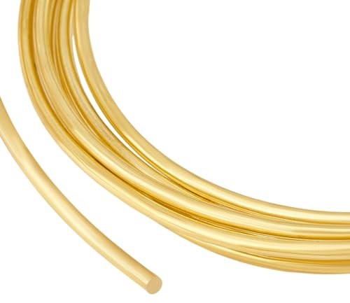 BENECREAT Filo di Ottone Massiccio Nudo Da 9.84 piede/3 m, Filo di Ottone Morbido Rotondo Calibro 6/4mm Filo di Ottone Puro per La Creazione di Gioielli Artigianato Gemme Avvolgimento