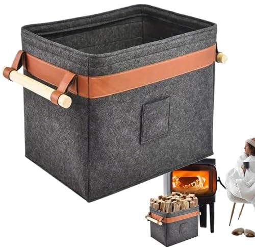 Portalegna per caminetto - Portaoggetti decorativo in legno, moderno organizer per legna | Elegante portalegna in metallo per caminetto, portalegna rustico, portalegna per soggiorno, per cam