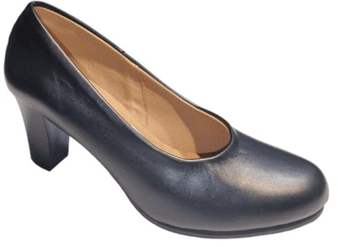 ARIADNA SÁNCHEZ Zapatos de Salón Mujer Marcia, Cómodos 24 Horas para Azafatas, Trabaio. Calzado de Piel Fabricado en España Tacón Medio (Negro, Sistema Tallas Calzado EU, Adulto, Números, Ancho, 40)