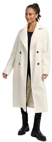Navahoo Damen lange Übergangsjacke Mantel in Woll-Optik mit Reverskragen Sternlein 14 Off White Gr. XS