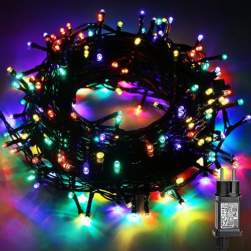 JTSIOV Luci Natale Esterno 10M 100 LED Multicolori, Luci Albero di Natale con 8 Modalità, Memoria Integrata, IP44 Impermeabile per Decorazioni Natalizie Casa, Giardino, Finestre, Balcone