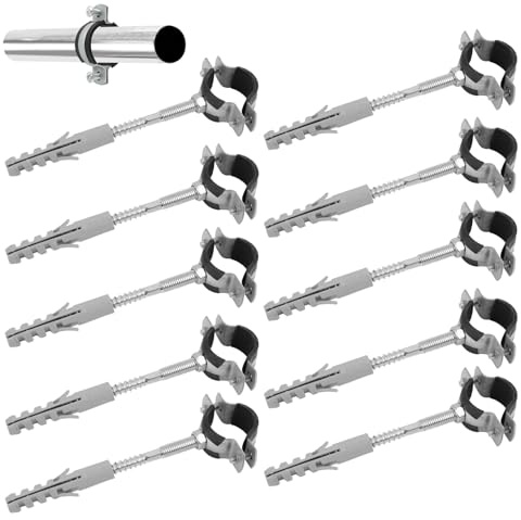 10 stycken 32–37 mm 1 tum galvaniserat stål rörklämmor med skruvar och klämmor, vibrationsbeständig gummibeläggning, dämpningsinsats, slanghållare (32-37 mm 1 tum)