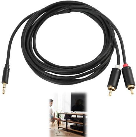 Cyiamku 3,5 mm kontakt till RCA-kabel, 3,5 mm ljud till 2 RCA, stereo cinch jack, hörlurskabel adapter för högtalare, hemmabiomottagare, MP3-spelare, smartphone, surfplatta (svart, 3 meter)