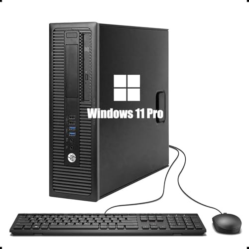 HP EliteDesk 800 G1 SFF - Ordenador de sobremesa (Intel Core i5-4590, 16 GB de RAM, 256 GB SSD, WiFi, Bluetooth, teclado QWERTY de EE.UU., Windows 11 Pro (reacondicionado)