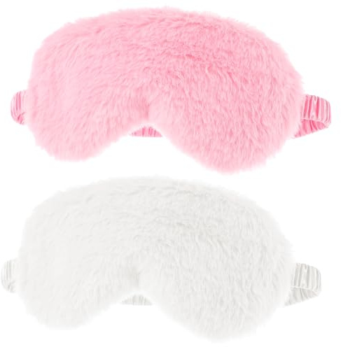 Sibba Plysch ögonmask, 2 stycken ultramjuk mörkläggande sovmask, plyschögonbindel, resesovmasker, för kvinnor och män sömn tupplur festtillbehör