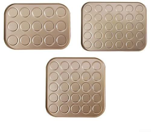HomeVortex Tappetino per macaron antiaderente in carbonio con rientranze per modellare uniformemente, teglia da forno riutilizzabile per pasticceria, caffè (30 fori)