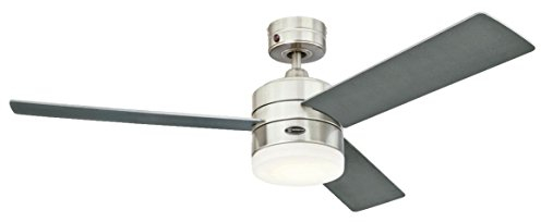 Westinghouse Lighting, 72054 Ventilatore da soffitto in acciaio inox per interni da 122 cm Alta Vista, kit di luce LED dimmerabile con vetro smerigliato opale