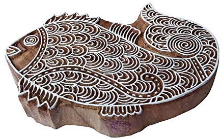 Intrincado Madera Impresión amplio Pescado Patrón Grande Bloque Sellos