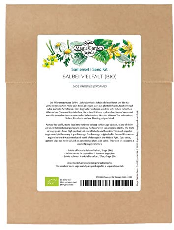 Salbei-Vielfalt (Bio) - Samenset mit 3 aromatischen & schön blühenden Sorten zum Würzen & Räuchern