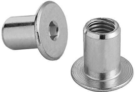 HEXATON Écrous de douille avec douille hexagonale à tête plate - M5 x 13 x 11 mm - Lot de 100 pièces - Acier en zinc blanc