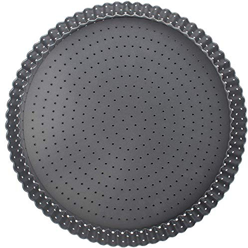 FANDE Teglia crostata per Pizza Quiche, Teglia Rotonda da Forno Antiaderente Traforata Stampo Fondo Removibile apribile Diametro 26cm Rotonda Padella per Torta crostate Stampi