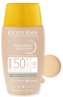 Bioderma Photoderm Nude Touch SPF50+ Very Light High Protective Color Sun Cream mit deckender Wirkung für Misch- und fettige Haut 40ml