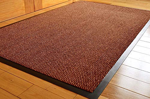 TrendMakers DOOR MATS BIG EXTRA LARGE (BEIGE & BLACK) DIRT TRAPPER BARRIER MAT PVC HEAVY DUTY NON SLIP KITCHEN ENTRANCE HALL RUNNER RUG MATS 90X150CM (3ft x 5ft) | POLYPROPYLENE PILE
