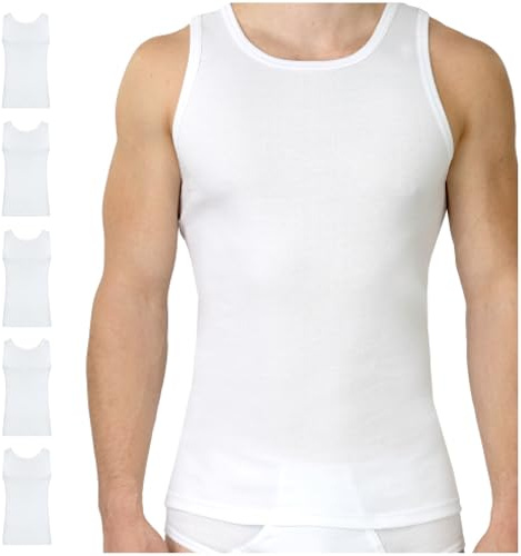 SES finribbad undertröja herr 5-pack S till 4XL tillverkad av 100 % bomull, Vit, XL