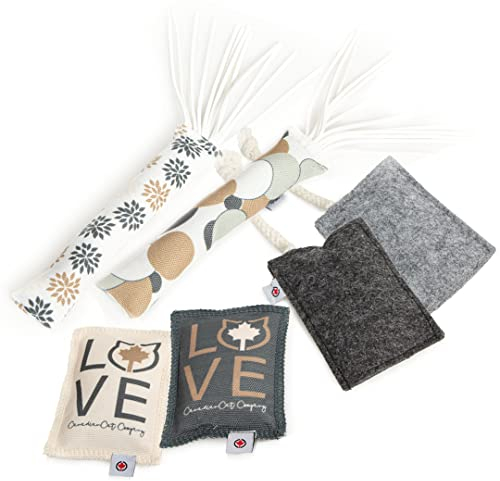 CanadianCat Company | Premium 6er Geschenk-Set (5g) Katzenminze Schmusekissen Katzenkissen mit feinster Katzenminze und Baldrian Kräuterfüllung