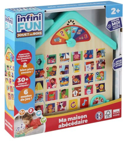 InfiniFUN, Ma Maison Abécédaire, Jouet éducatif en Bois pour Enfant, dès 2 Ans