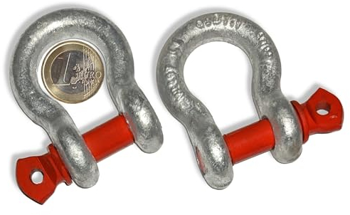 PinPro 2X geschweifte Schäkel mit Augenbolzen | Traglast/WLL 0,33t-6,5t wählbar | Aus feuerverzinktem hochfestem Stahl (2 Stück, WLL: 1,0t)