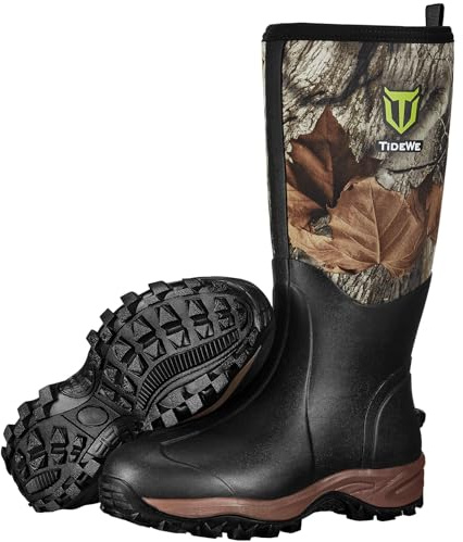 TIDEWE Rubber Neoprene Boots Men And Women, Waterproof Sturdy 6mm Neoprene Boot, Rain Boot Hunting Boot Arctic Outdoor Boot Men Size 7 Next Camo G2