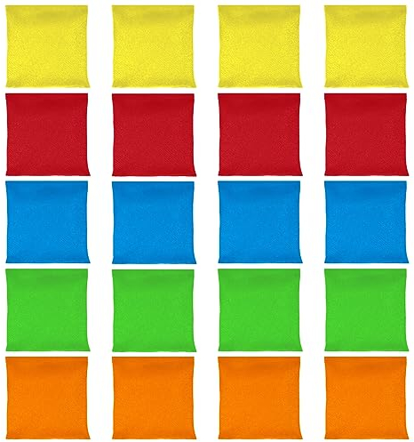 Bean Bags Kids Throwing, 20Pcs Mini Colorful Bean Bags, 5cm*5cm Mini Toy Bean Bags, Kids Beanbag Toss Game Props Outdoor Family Hand Toss Games for Party Activities (5 Colors)