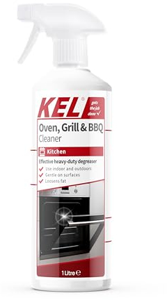KEL - Oven, Grill, & BBQ Cleaner Spray, Removes Baked On Food & Burnt-in Grease Fast, For Kitchen & Outdoors - 1 Litre