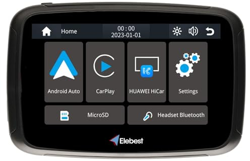 Elebest Motorrad-Navi C650 – Wasserdichtes 5 Navigationssystem mit Wireless CarPlay & Android Auto, Bluetooth, FM-Transmitter & Touchscreen für Motorrad & Auto