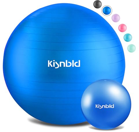 kisnbld Exercise Ball, Extra Thick Yoga Ball for Workout Pregnancy Stability, 4 Sizes Anti-Burst Balance Ball with Foot Pump - Heavy Duty Fitness Ball Chair for Office, Home & Gym