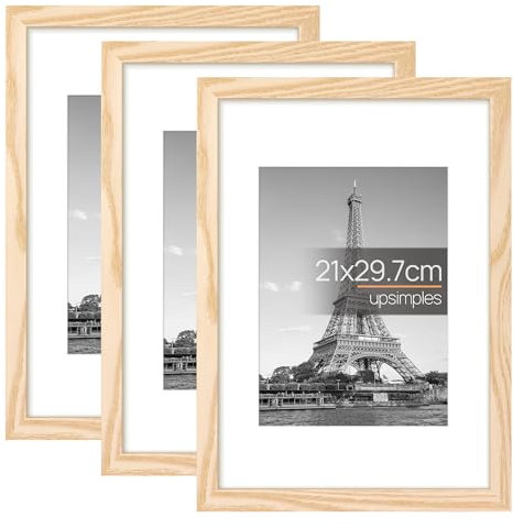 upsimples 3 Pack Bilderrahmen A4 Holz, Picture Frame Holz für Fotos, Bilder, Poster