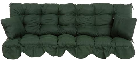 PATIO Hollywoodschaukel Auflage 180x50 cm Minorca Bankauflage mit Rückenlehne 2 Seitenkissen Volant vorne grün