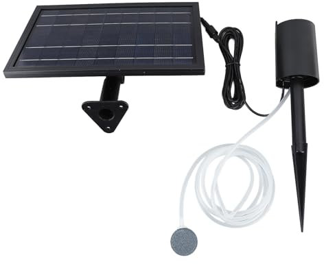 Aérateur Solaire de Bassin, 10V 8W Pompe à Air Actionnée Solaire, Débit d'air Réglable Pompe à Air Solaire à Oxygène avec des Tuyaux, Pompe à Air Solaire pour Petit étang à
