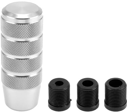 INFINAUTO Auto Schaltknauf, 9,5 cm Universal für Automatik- und Schaltgetriebe mit 3 Adaptern aus Aluminiumlegierung in Silberton, 1 Set