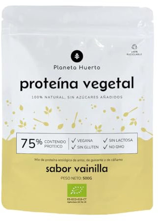 PLANETA HUERTO | Proteína Vegetal ECO 75% Vainilla 500 g - Opción Compacta y Nutritiva para Complementar tu Dieta con Sabor a Vainilla